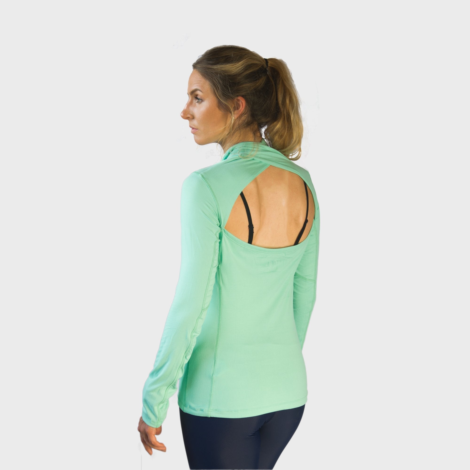 Womens Yoga Gym Long Sleeve Top | Astra Long Sleeve Tshirt | Green