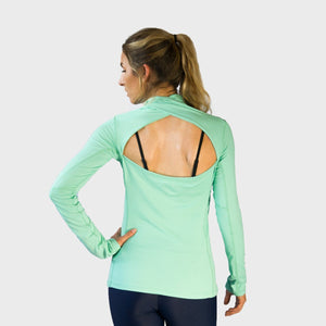 Womens Yoga Gym Long Sleeve Top | Astra Long Sleeve Tshirt | Green Thumbnails-3