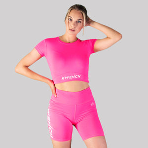 Kwench Womens Gymshark Yoga top tank tshirt Pink crop Main-image