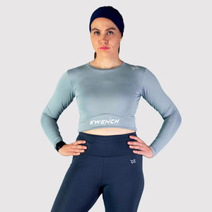 Kwench Womens Full Sleeve Gym workout yoga tshirt crop top  Main-image