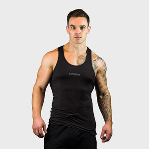 Kwench Mens Yoga Gym Vest Tank Stringer Hunk black Main-image