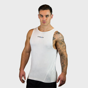 Kwench Mens Gym Vest Tank Top Stringer Hunk White Main-image